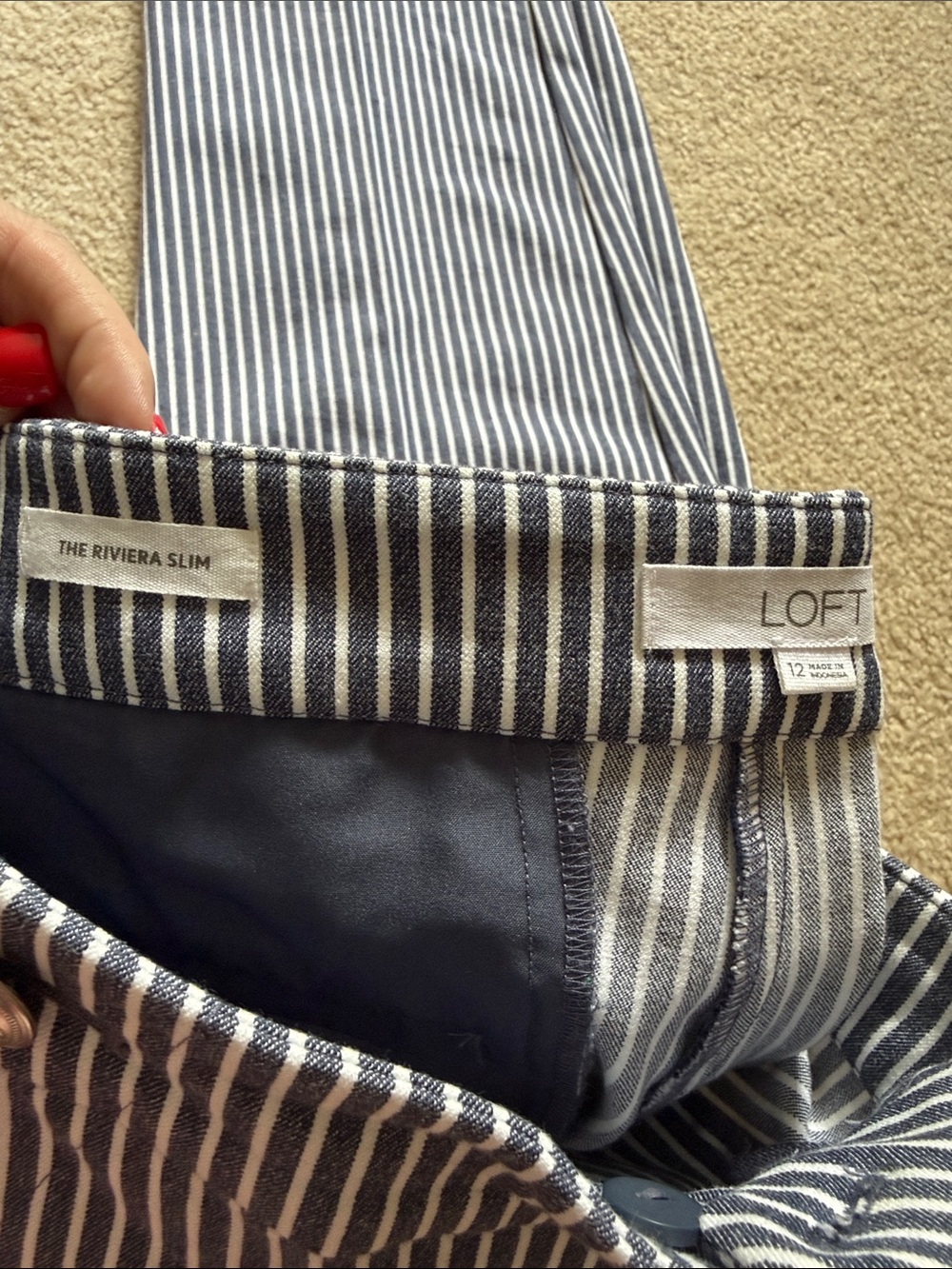 LOFT Striped Navy & White Women’s Dress Pants - Picture 3 of 4